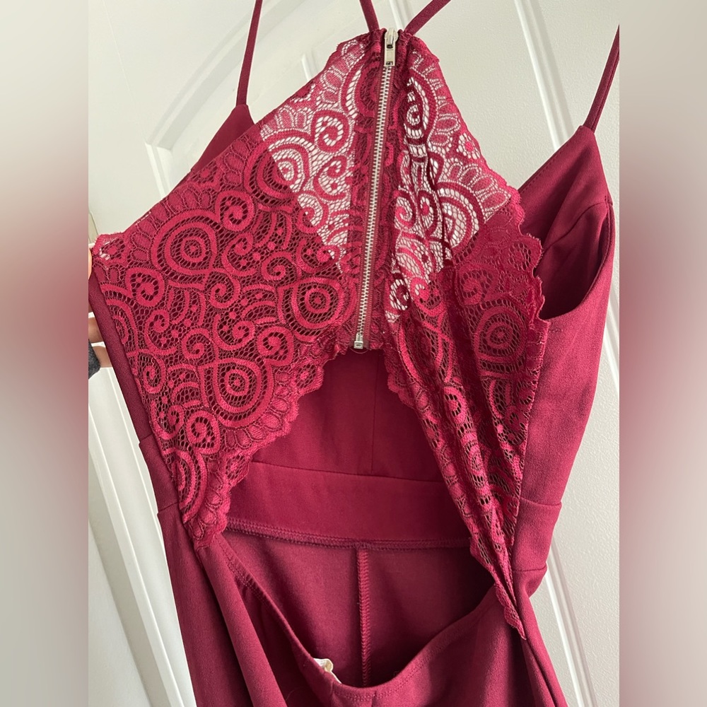 M Red Jumpsuit With Lace Back